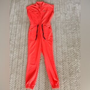 Figs Rafaela ScrubJumpsuit Fiery Coral